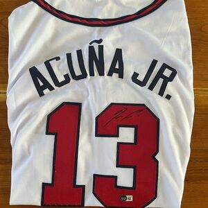 RONALD ACUNA JR Atlanta Braves #13 Signed Autograph Jersey (Beckett Authentic)